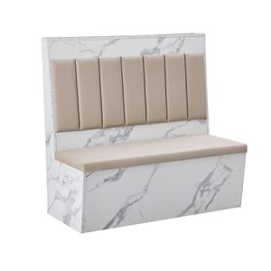 46"H x 47"L Cream Vinyl Padded Single Booth with Marble Look Melamine Frame