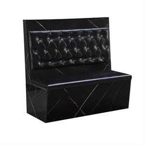 46"H x 47"L Black Vinyl Padded Single Booth with Marble Look Melamine Frame