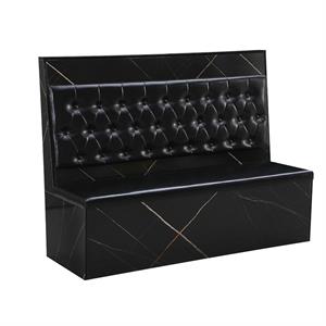 46"H x 60"L Black Vinyl Padded Single Booth with Marble Look Melamine Frame