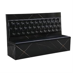 46"H x 72"L Black Vinyl Padded Single Booth with Marble Look Melamine Frame