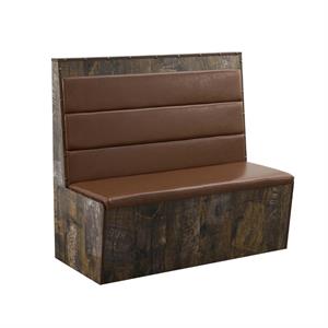 47"L x 46" H Melamine Single Booth with Brown Vinyl Seat and Horizontal Channel Back