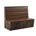 72"L x 46" H Melamine Single Booth with Brown Vinyl Seat and Horizontal Channel Back - Image 4