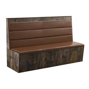 72"L x 46" H Melamine Single Booth with Brown Vinyl Seat and Horizontal Channel Back