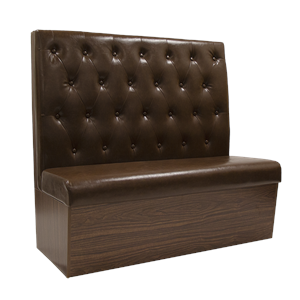 Melamine Frame Single Booth with Button Tufted Vinyl Back & Plain Seat in Brown, 47.2 x 23.6 x 46