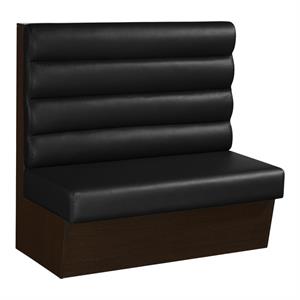 Horizontal 4 Channel Back Melamine Single Booth with Black Vinyl Back & Seat