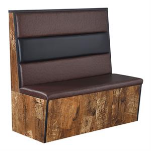 46"H Single Melamine Booth with 3-Channel Back, Vinyl Padded Seat & Back