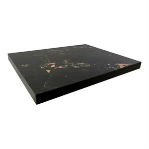 Melamine Table Top with Black Marble Pattern and Rust-Orange Veining,  2-Inch Thick for Indoor Use