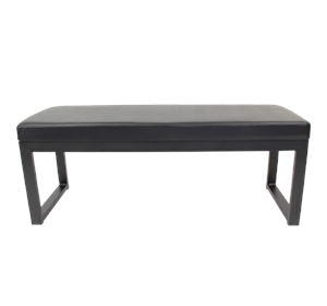 Metal Waiting Bench w/ Vinyl Seat in Black