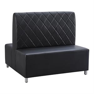 47"L x 44"H Vinyl Upholstered Double Booth with Black Metal Frame, Black Seat & Back
