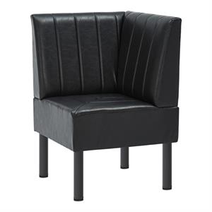 24"L x 36"H  Corner Booth with Black Upholstered Seat, Vertical Channel Backrest