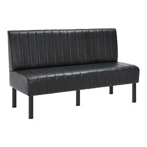 60"L x 36"H  Single Booth with Black Upholstered Seat, Vertical Channel Backrest