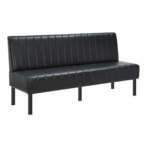 72"L x 36"H Single Booth with Black Upholstered Seat, Vertical Channel Backrest