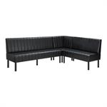 24"L x 36"H Corner Booth with Black Upholstered Seat, Vertical Channel Backrest - Image 5