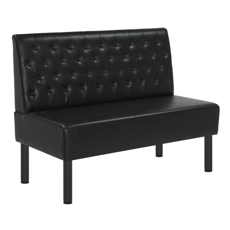 48"L x 36"H Indoor Metal Single Booth with Black Vinyl Button-Tufted Back