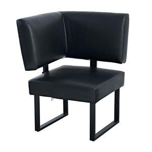 26"L x 37"H Indoor  Metal Corner Booth with Black  Vinyl Padded Seat  and Back