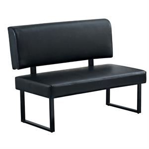 47"L x 37"H Modern Metal Single Booth with Black Upholstered Seat and Open Backrest