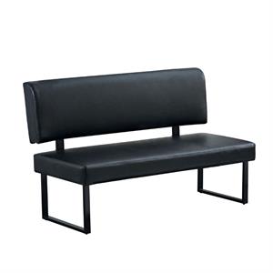 60"L x 37"H Modern Metal Single Booth with Black Upholstered Seat and Open Backrest