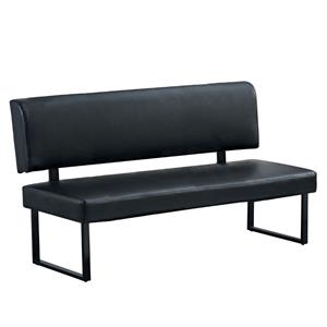72"L x 37"H Modern Metal Single Booth with Black Upholstered Seat and Open Backrest