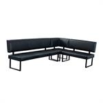 26"L x 37"H Indoor Metal Corner Booth with Black Vinyl Padded Seat and Back - Image 5