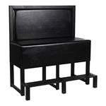 60"L x 52"H, Black Bar-Height Single Booth with Vinyl Padded Seat and Back & Metal Frame and Footrest - Image 2
