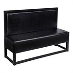 72"L, Black Plain Back Single Metal Booth, Vinyl Padded Seat & Back - Image 3