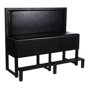 60"L  x 52"H,  Black Bar-Height Single Booth with Vinyl Padded Seat and Back &  Metal Frame and Footrest