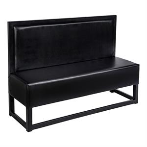 60"L, Black Plain Back Single Metal Booth, Vinyl Padded Seat & Back