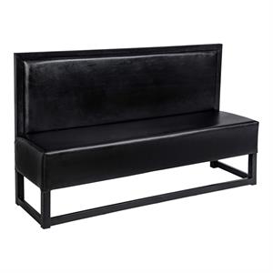 72"L, Black Plain Back Single Metal Booth, Vinyl Padded Seat & Back