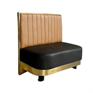 48"L x 42"H Vertical Channel Single Booth with Gold & Black Metal Frame and Two-Tone Vinyl Upholstery
