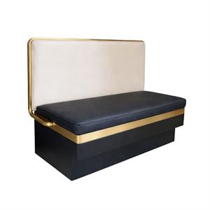48"L x 42"H  Black Metal Single Booth with Gold Accent and Cream Vinyl Back