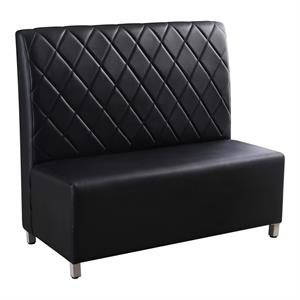 47"L x 44"H Vinyl Upholstered Single Booth with Black Metal Frame, Black Seat & Back