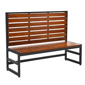 60"Lx46"H,Black Metal Booth with Mahogany Pinewood Seat & Back