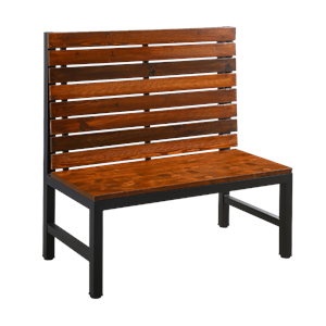 Metal Single Booth w/ Pinewood Slat Seat & Back, MBS-46-3
