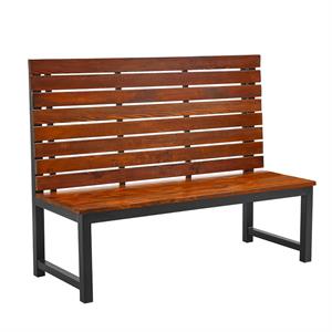 60"L x 46"H, Metal Booth with Pinewood Slat Seat & Back