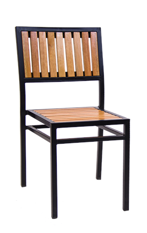 Black Steel Chair with Rosewood Seat and Back