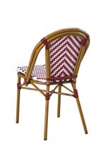 Outdoor Bamboo-style Metal Chair with Burgundy Chevron Seat & Back - Image 3