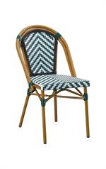 Outdoor Bamboo-style Metal Chair with Burgundy Chevron Seat & Back - Image 5