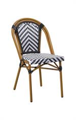 Outdoor Bamboo-style Metal Chair with Burgundy Chevron Seat & Back - Image 6