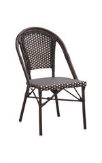 Bamboo Style Metal Chair with Neutral-Toned Poly Woven Seat & Back, Outdoor Use - Image 4