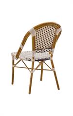 Classic Golden Bamboo-Style Metal Chair with Neutral Poly Woven Seat & Back, Outdoor Use - Image 3