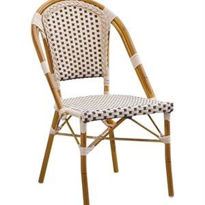 Classic Golden Bamboo-Style Metal Chair with Neutral Poly Woven Seat & Back, Outdoor Use