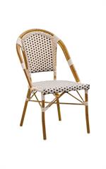 Bamboo Style Metal Chair with Neutral-Toned Poly Woven Seat & Back, Outdoor Use - Image 5