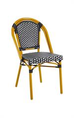 Bamboo Style Metal Chair with Neutral-Toned Poly Woven Seat & Back, Outdoor Use - Image 7