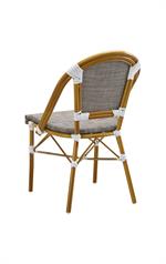 Bamboo Style Metal Chair with Neutral-Toned Poly Woven Seat & Back, Outdoor Use - Image 3