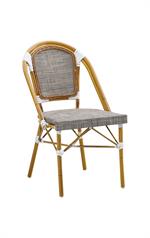 Bamboo Style Metal Chair with Neutral-Toned Poly Woven Seat & Back, Outdoor Use - Image 2