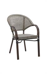 Classic Golden Bamboo-Style Metal Chair with Neutral Poly Woven Seat & Back, Outdoor Use - Image 9