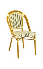 Bamboo Style Metal Chair with Neutral-Toned Poly Woven Seat & Back, Outdoor Use - Image 9