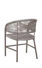Indoor/Outdoor Metal Armchair with Taupe Terylene Fabric Seat and Back - Image 3
