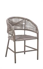 Patio Armed Barstool with Dark Gray Metal Frame and Terylene Woven Seat & Back - Image 4