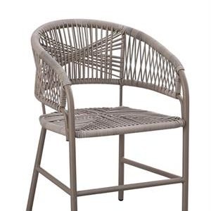Indoor/Outdoor Metal Armchair with Taupe Terylene Fabric Seat and Back